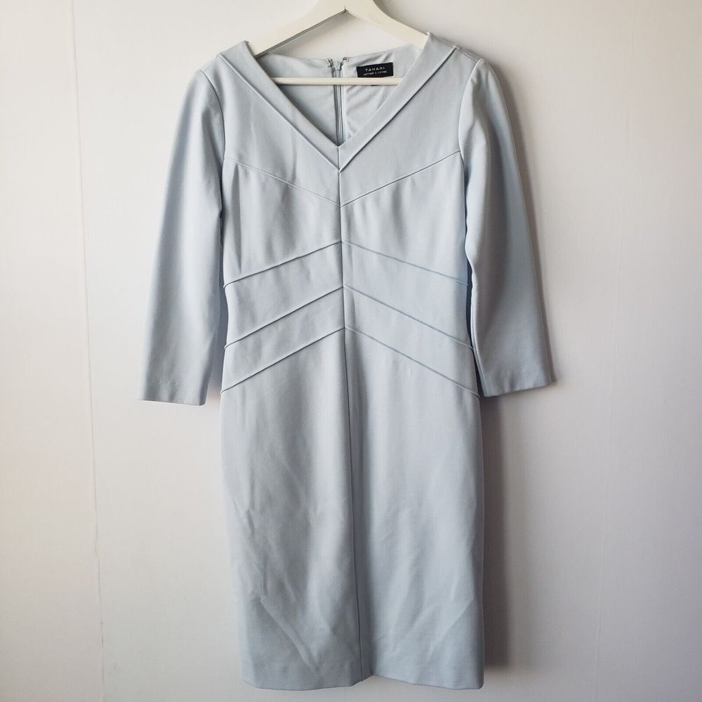 tahari asl light blue 3/4 sleeve sheath dress size 6